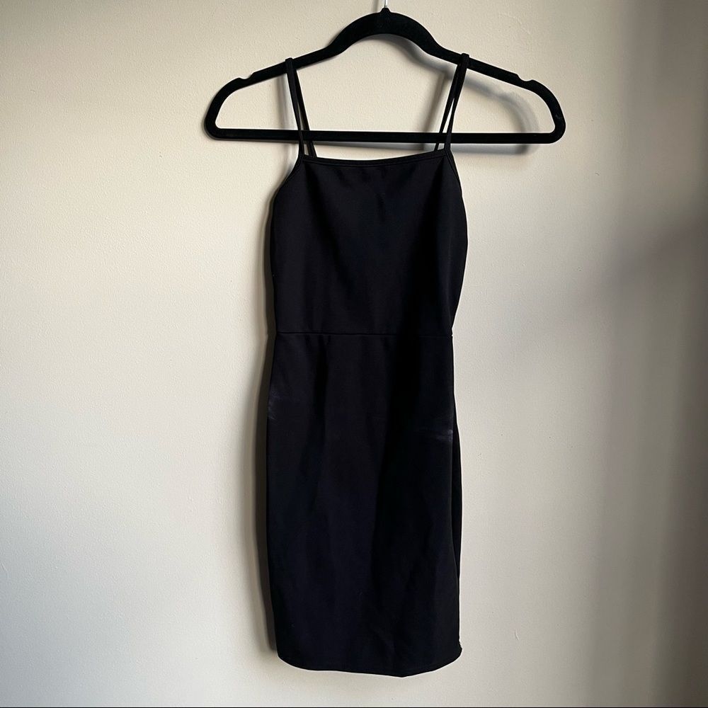 Nasty gal 0 black bodycon dress spaghetti straps NWOT